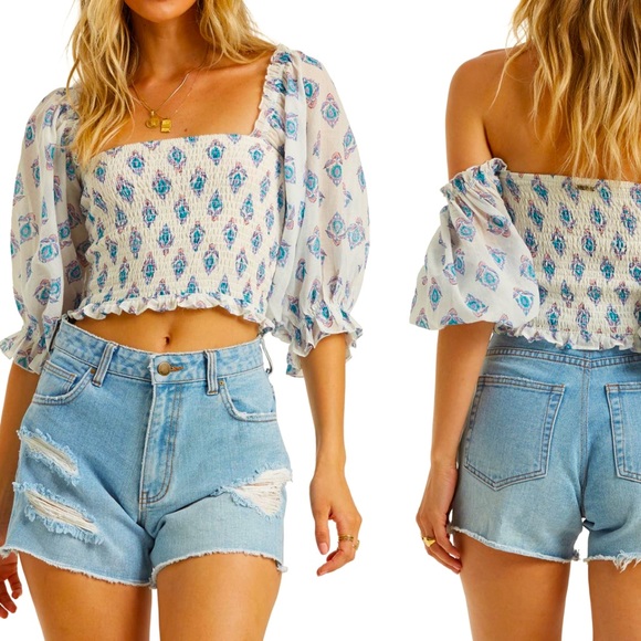 BillaBong Feeling Groovy Off the Shoulder Top - Picture 1 of 6